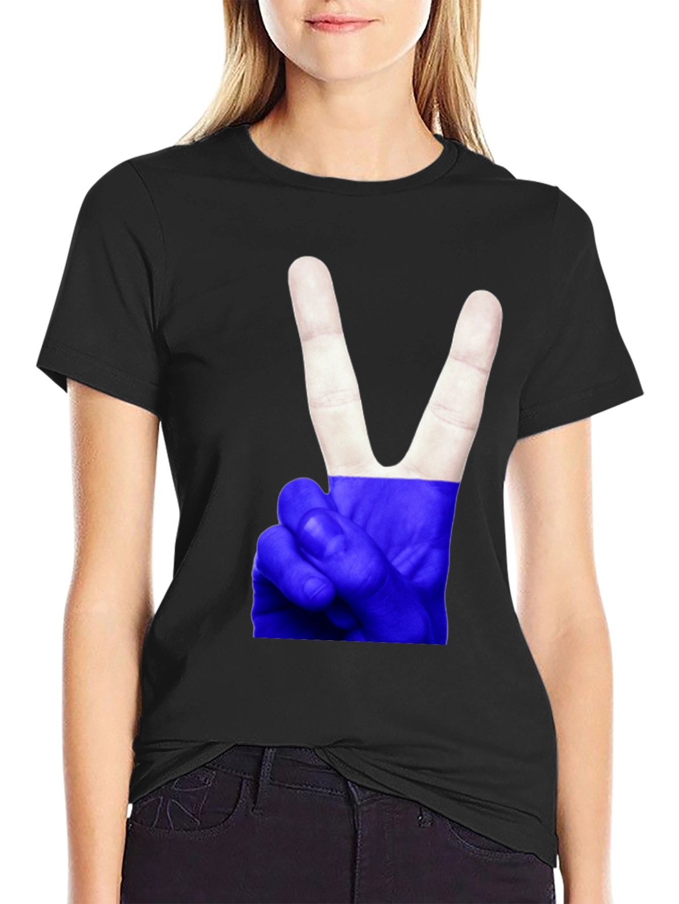 Peace Sign Graphic T-Shirt - Black