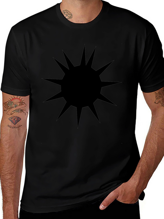Mens Black T-Shirt with Spiked Sun Graphic