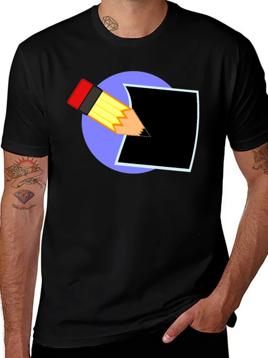 Creative Pencil Design Black T-Shirt