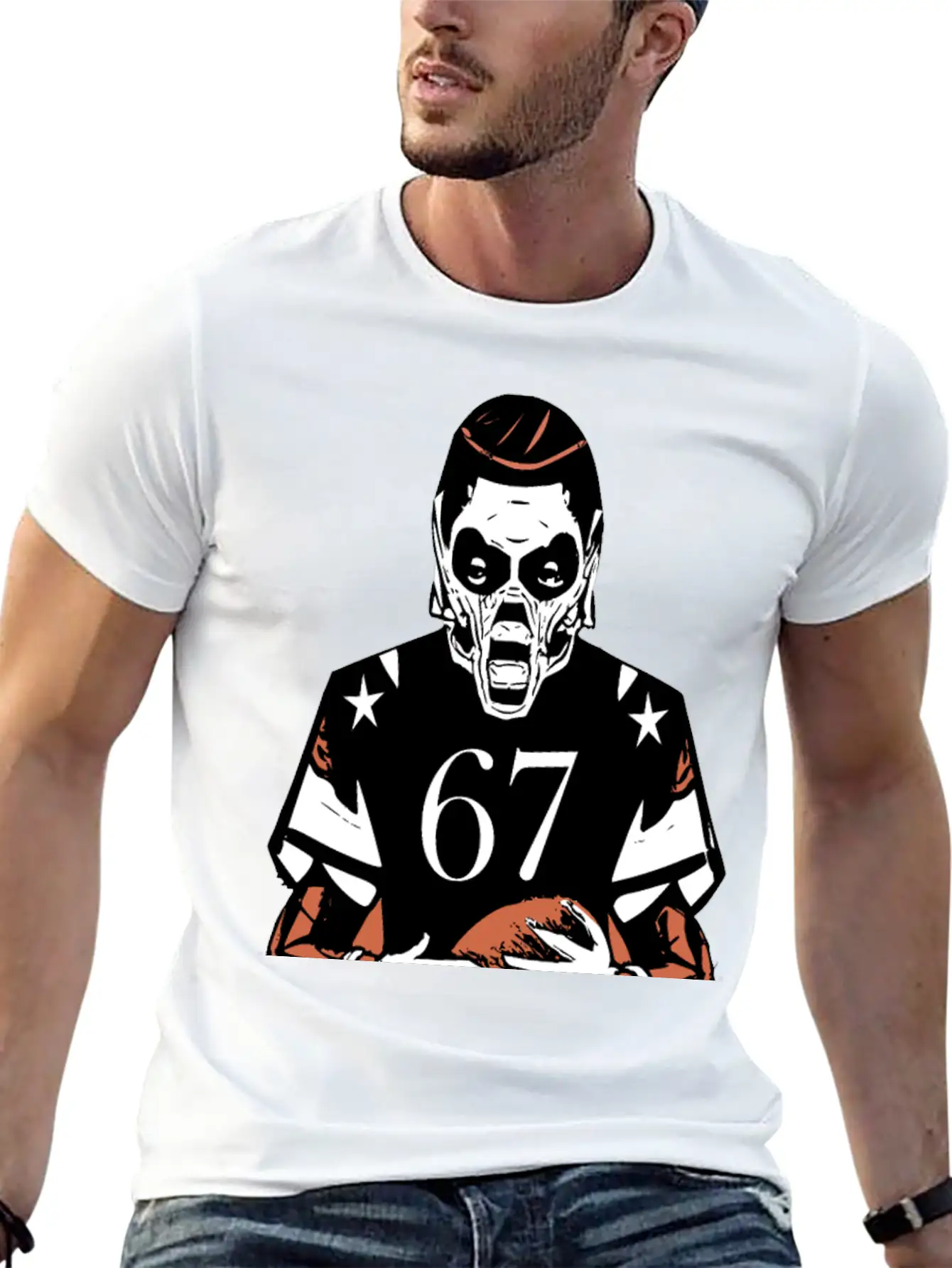 Fearless Gridiron Beast - Monster Football Player Unisex Casual T-Shirt – Clean Design For Daily Comfort