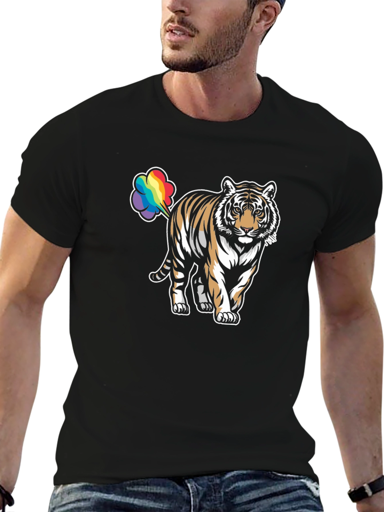 Rainbow Tiger Fart Graphic Tee - Black