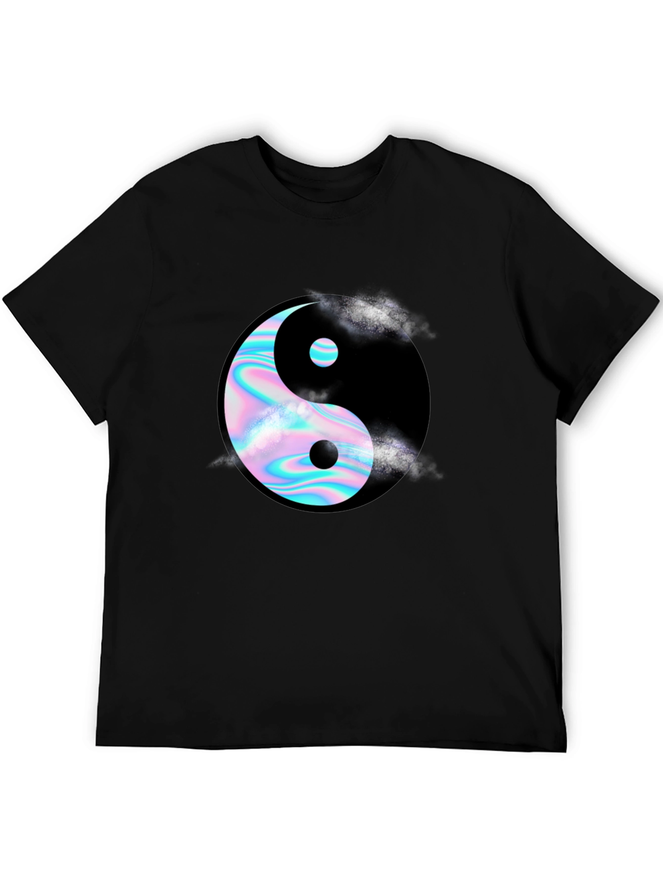 Yin Yang T-Shirt: Holographic Design Black Tee