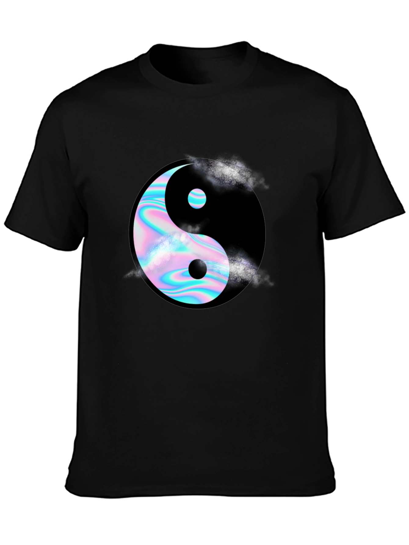 Yin Yang T-Shirt: Holographic Design Black Tee
