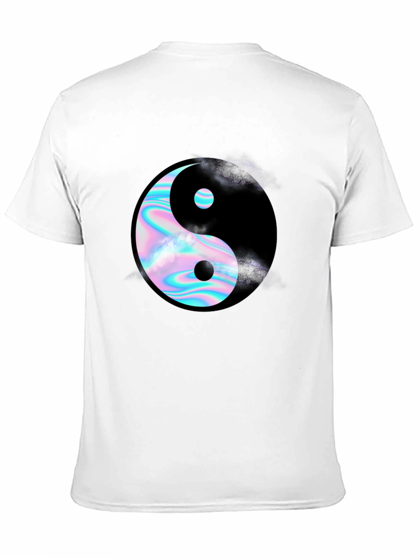 Yin Yang T-Shirt: Holographic Design Black Tee
