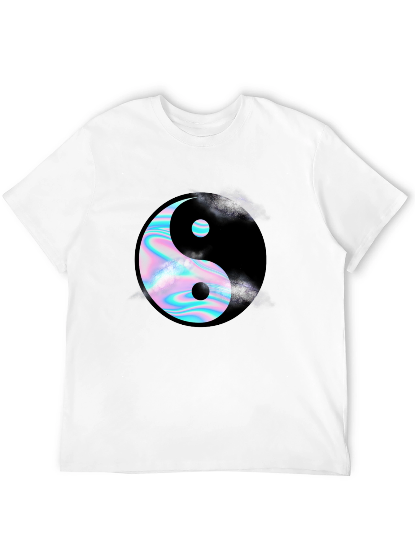 Yin Yang T-Shirt: Holographic Design Black Tee