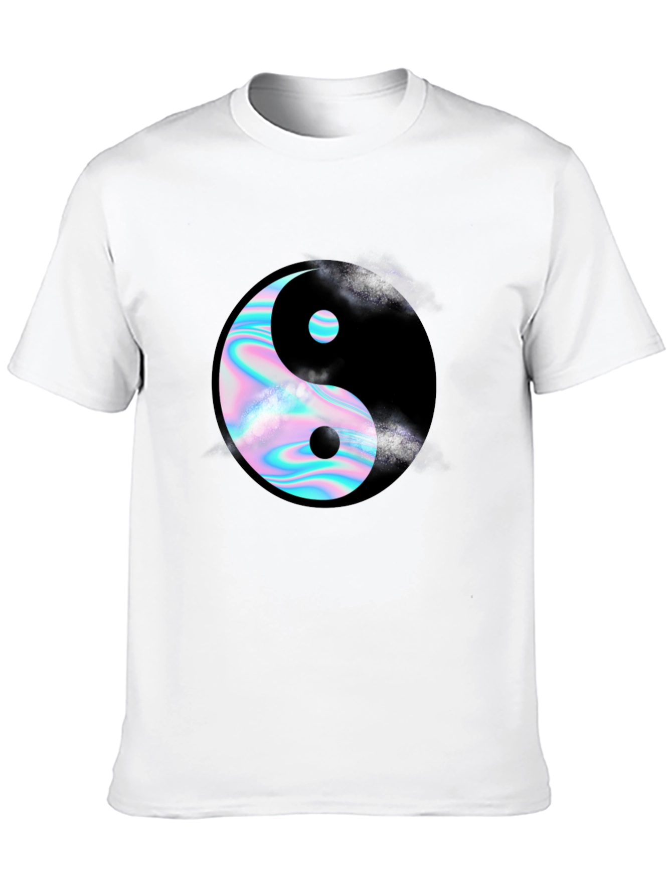 Yin Yang T-Shirt: Holographic Design Black Tee