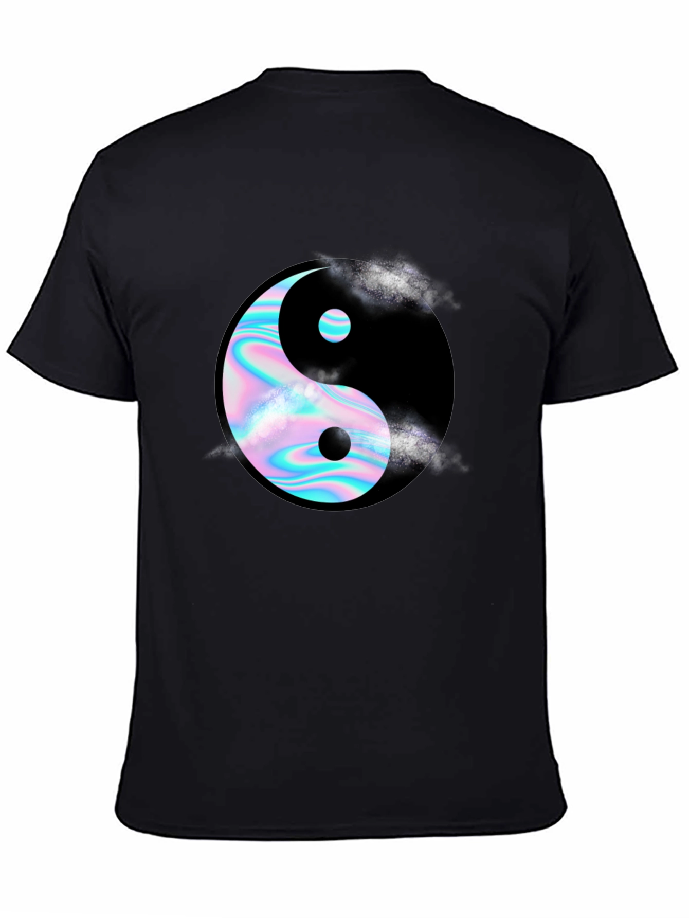 Yin Yang T-Shirt: Holographic Design Black Tee