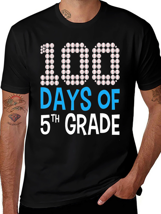 100 Days of 5th Grade Baseball T-Shirt