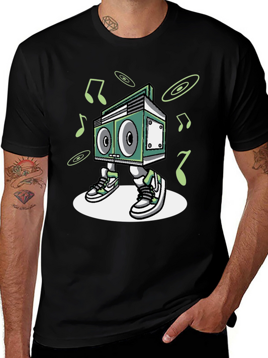 Cool Boombox Character Graphic T-Shirt