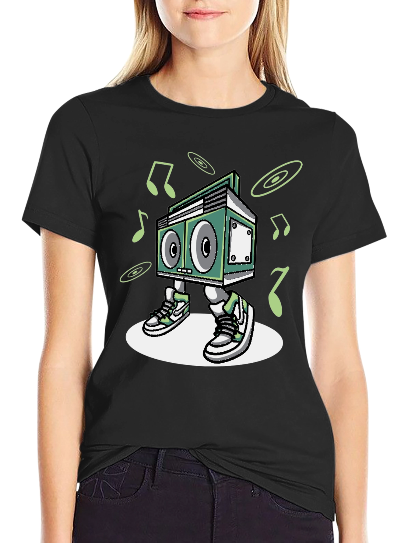 Cool Boombox Character Graphic T-Shirt