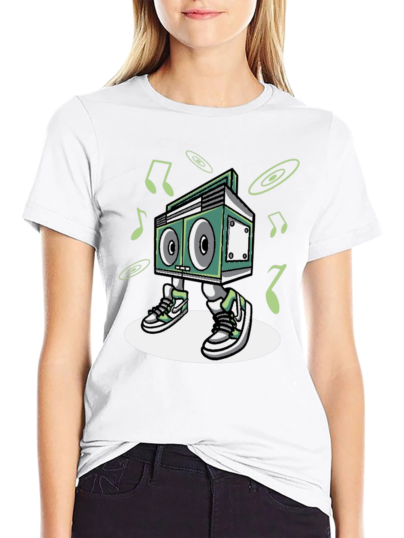 Cool Boombox Character Graphic T-Shirt