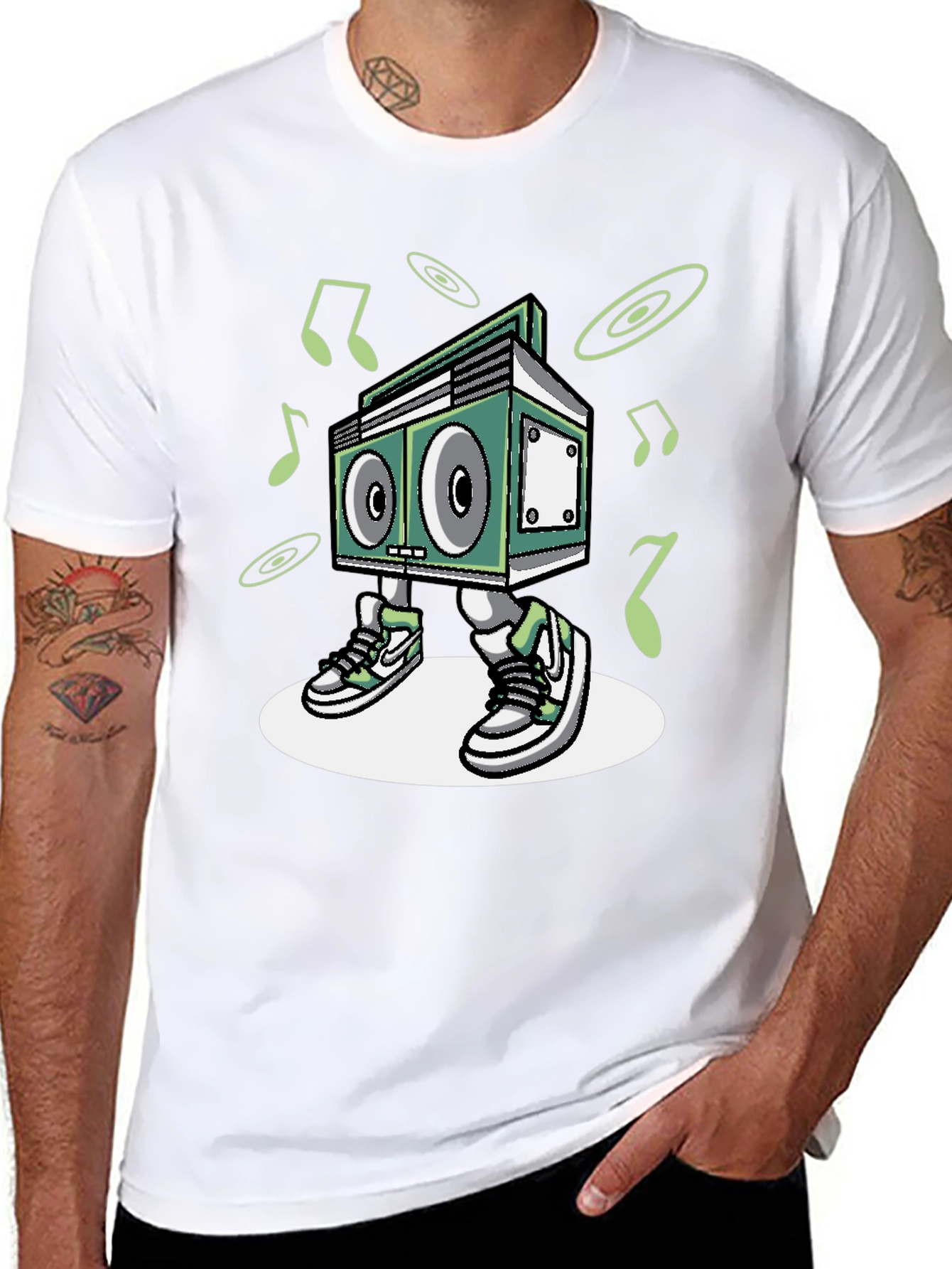 Cool Boombox Character Graphic T-Shirt