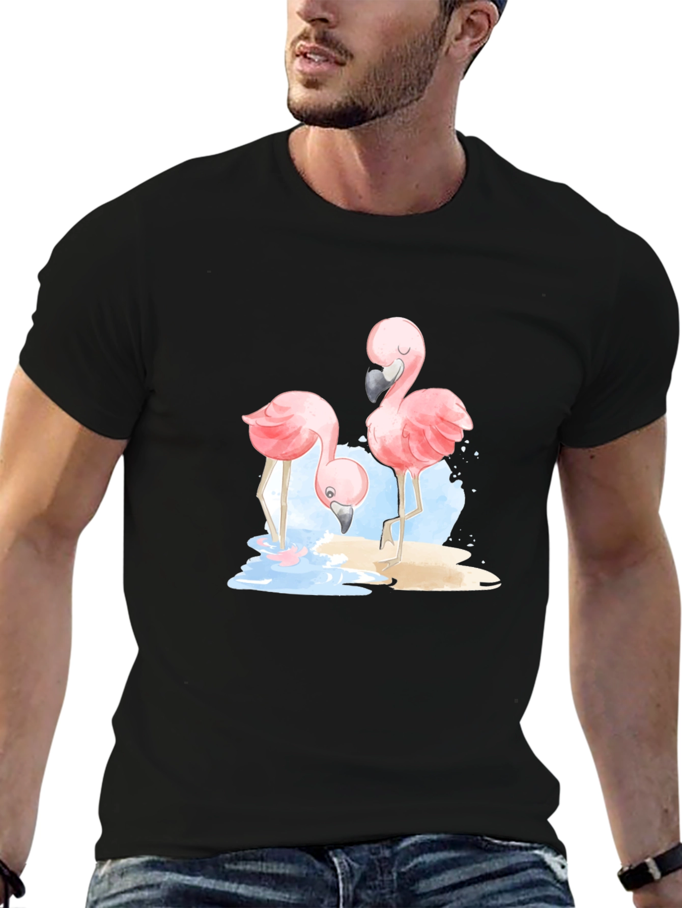 Flamingo Graphic Black T-Shirt