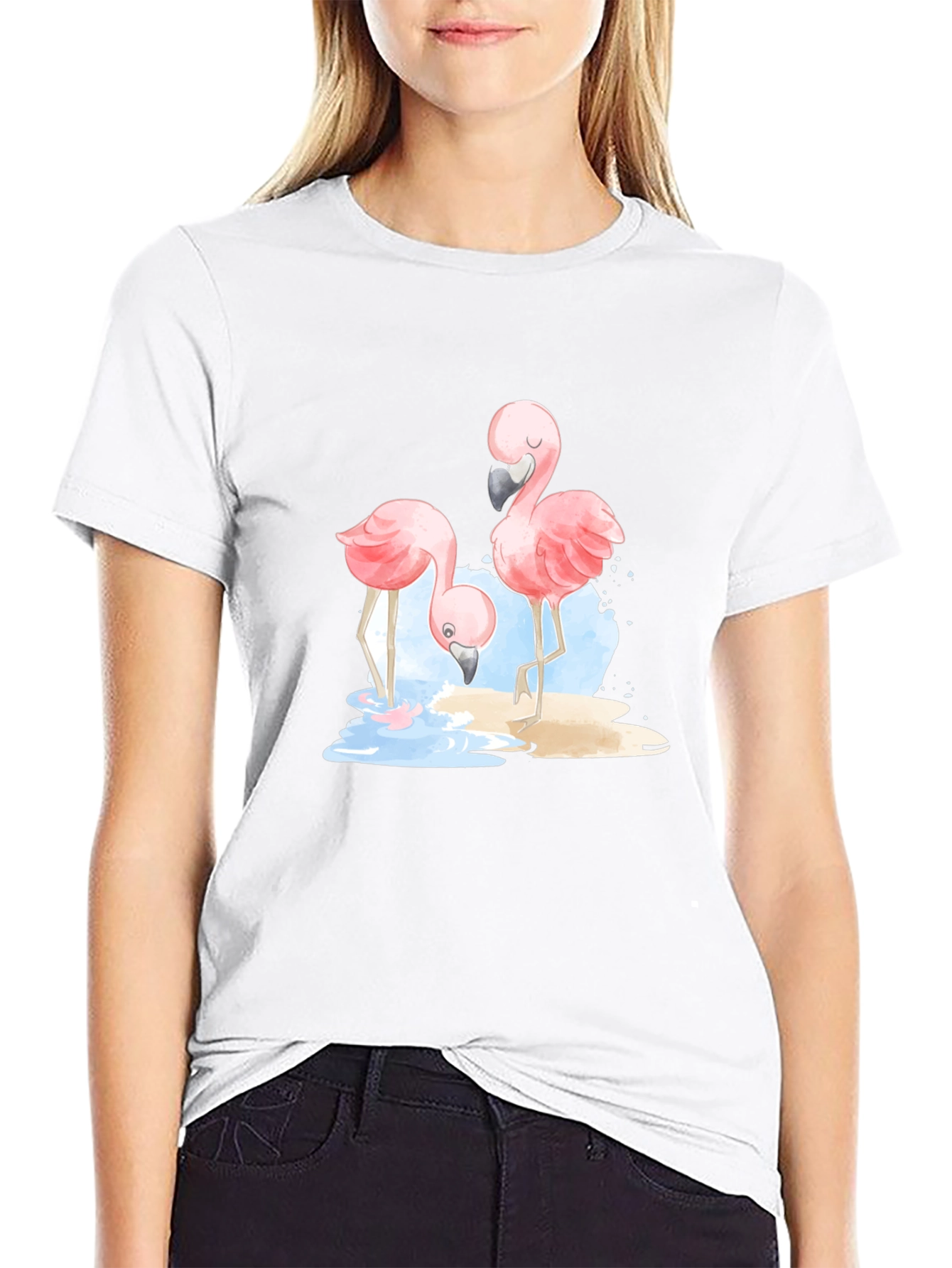 Flamingo Graphic Black T-Shirt