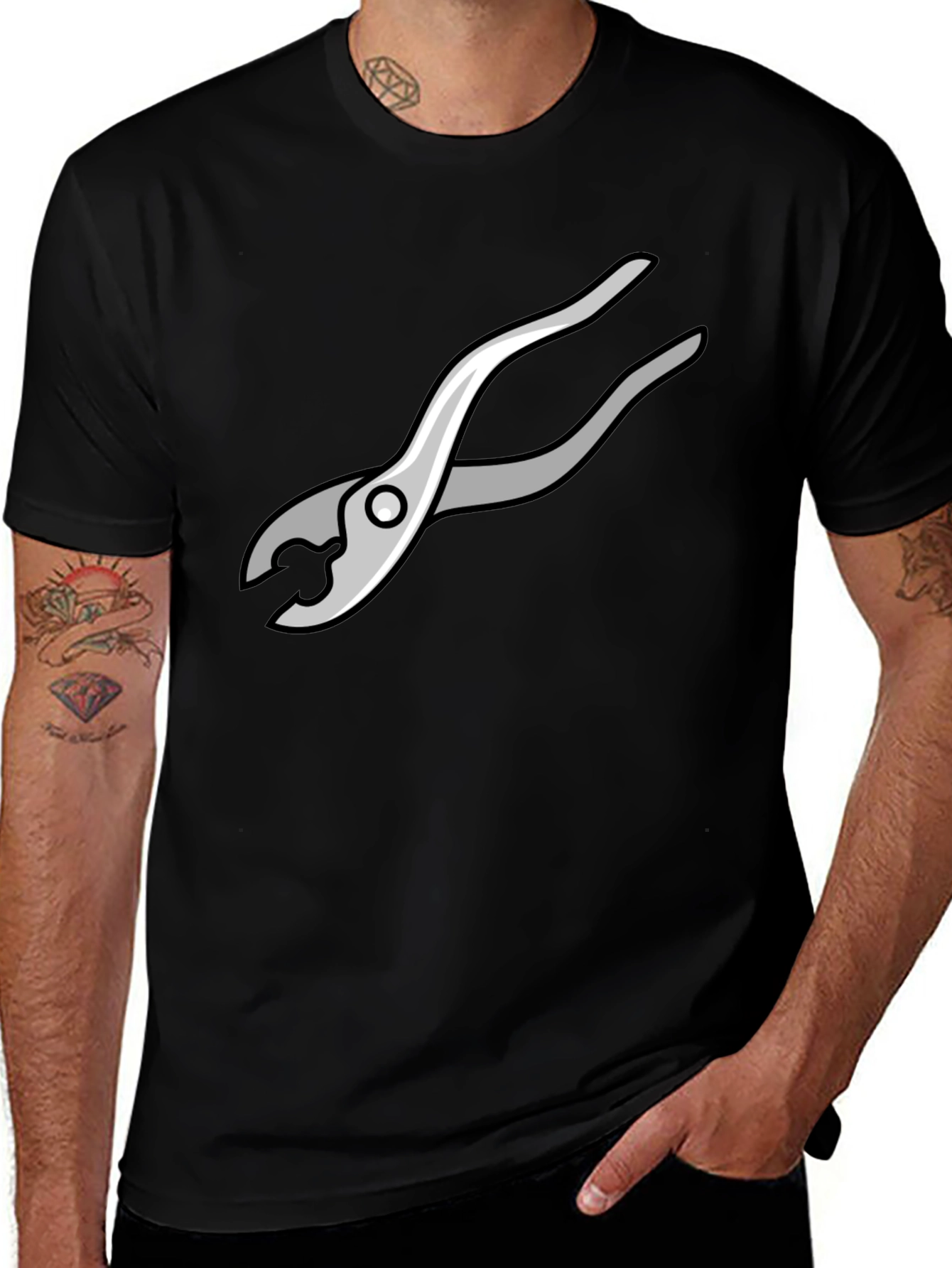 Novelty Pliers Graphic Black T-Shirt