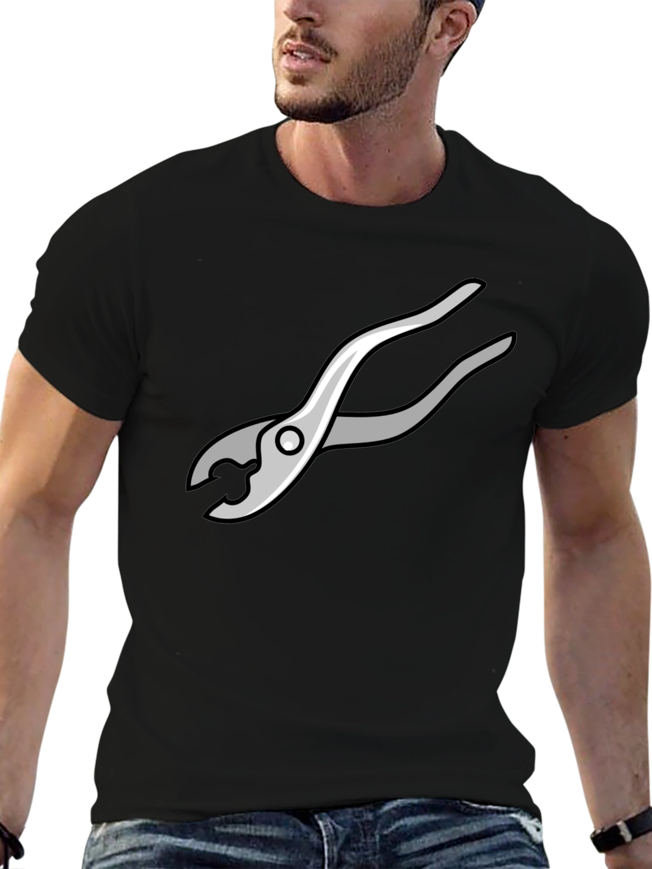 Novelty Pliers Graphic Black T-Shirt