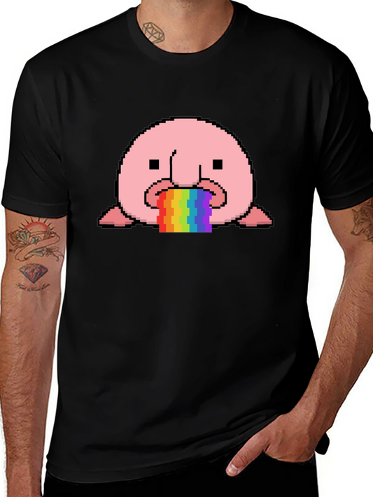 Blobfish Rainbow Vomit T-Shirt - Funny Pixel Art Tee