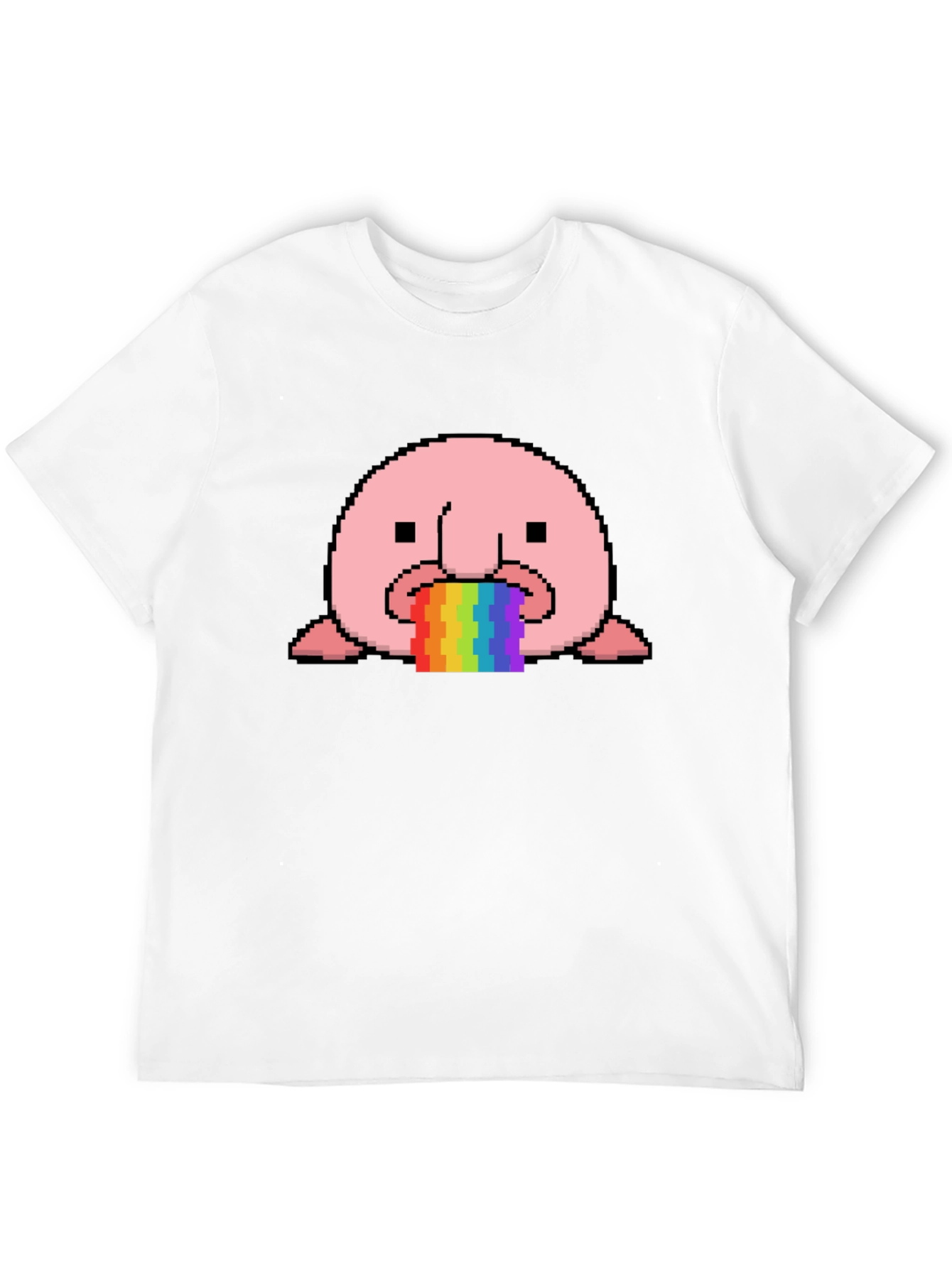 Blobfish Rainbow Vomit T-Shirt - Funny Pixel Art Tee