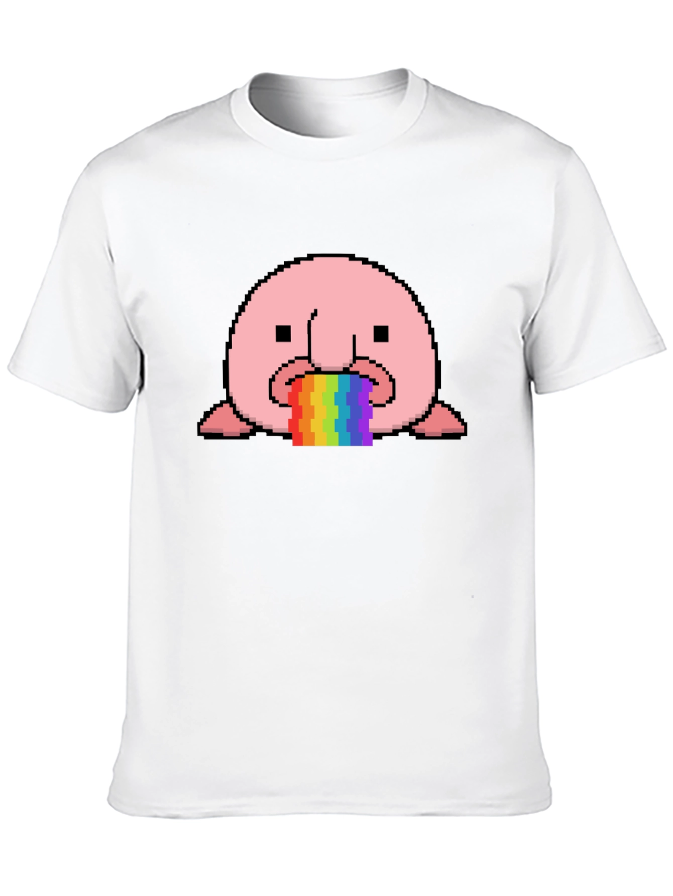 Blobfish Rainbow Vomit T-Shirt - Funny Pixel Art Tee