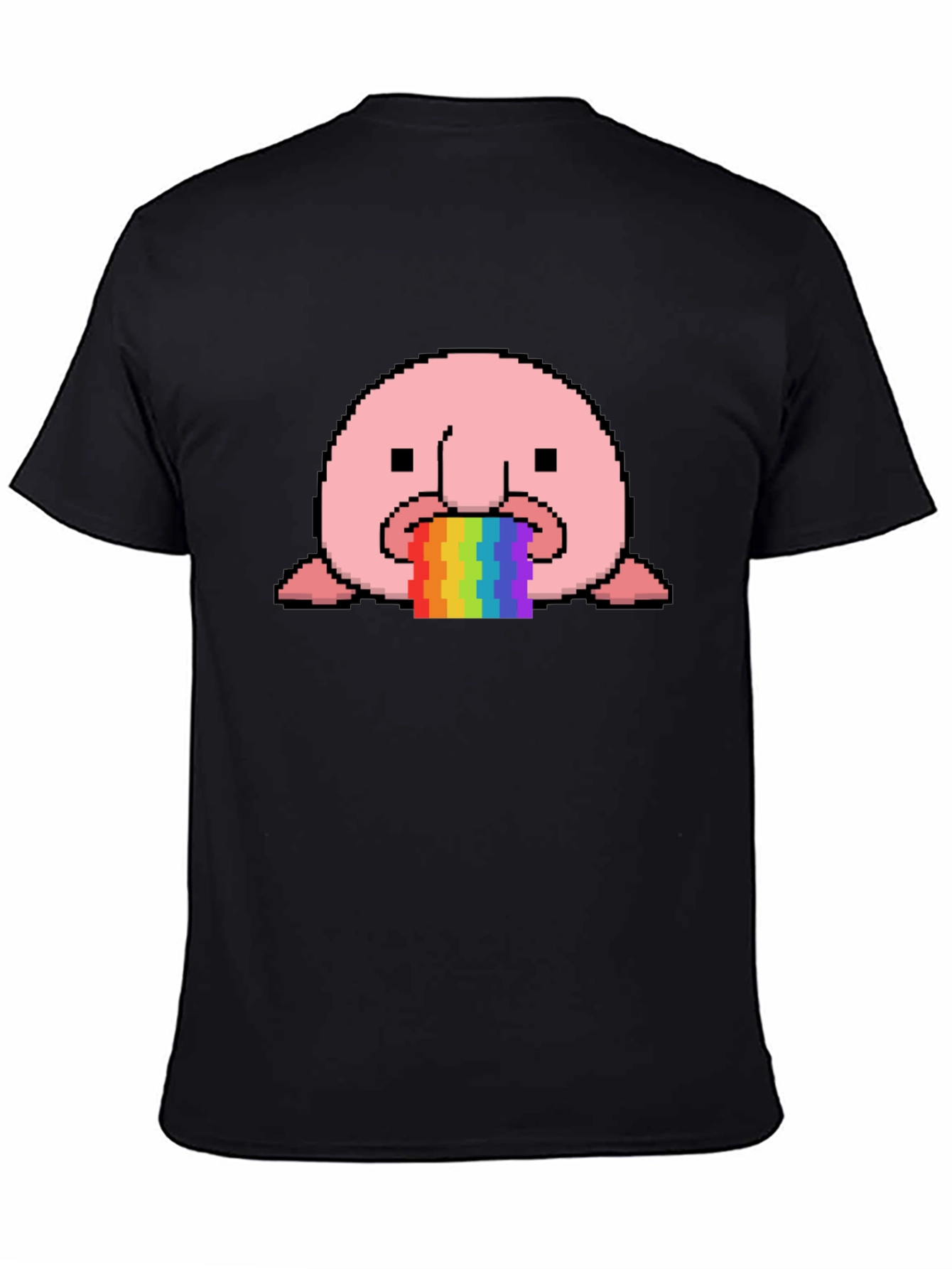 Blobfish Rainbow Vomit T-Shirt - Funny Pixel Art Tee