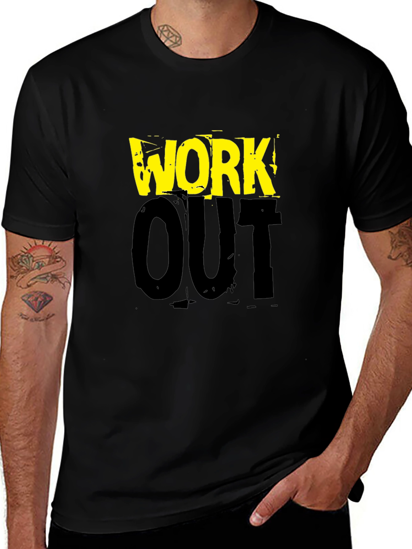 Work Out Black Graphic Print T-Shirt