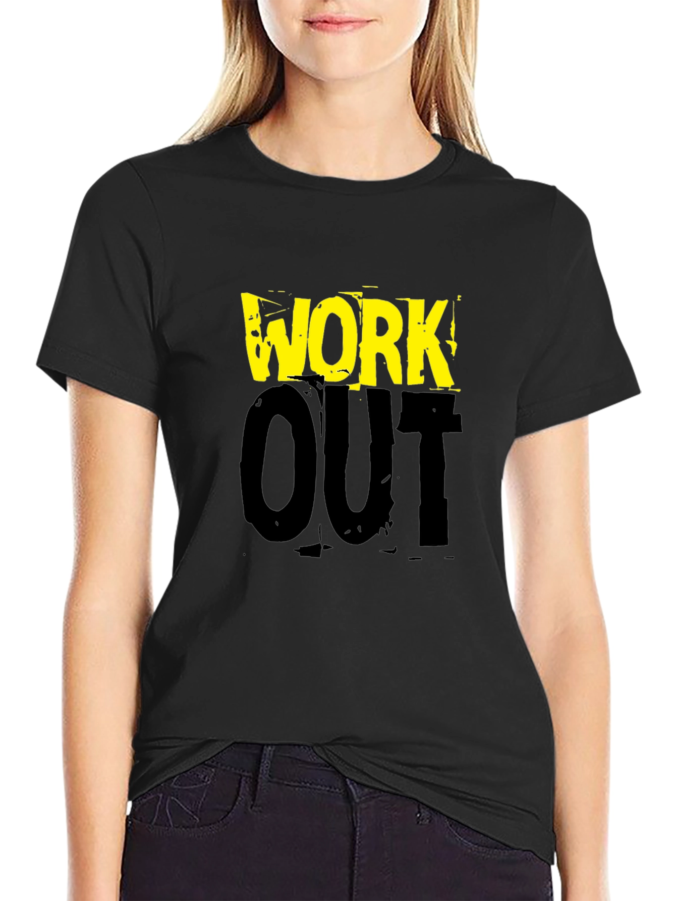 Work Out Black Graphic Print T-Shirt