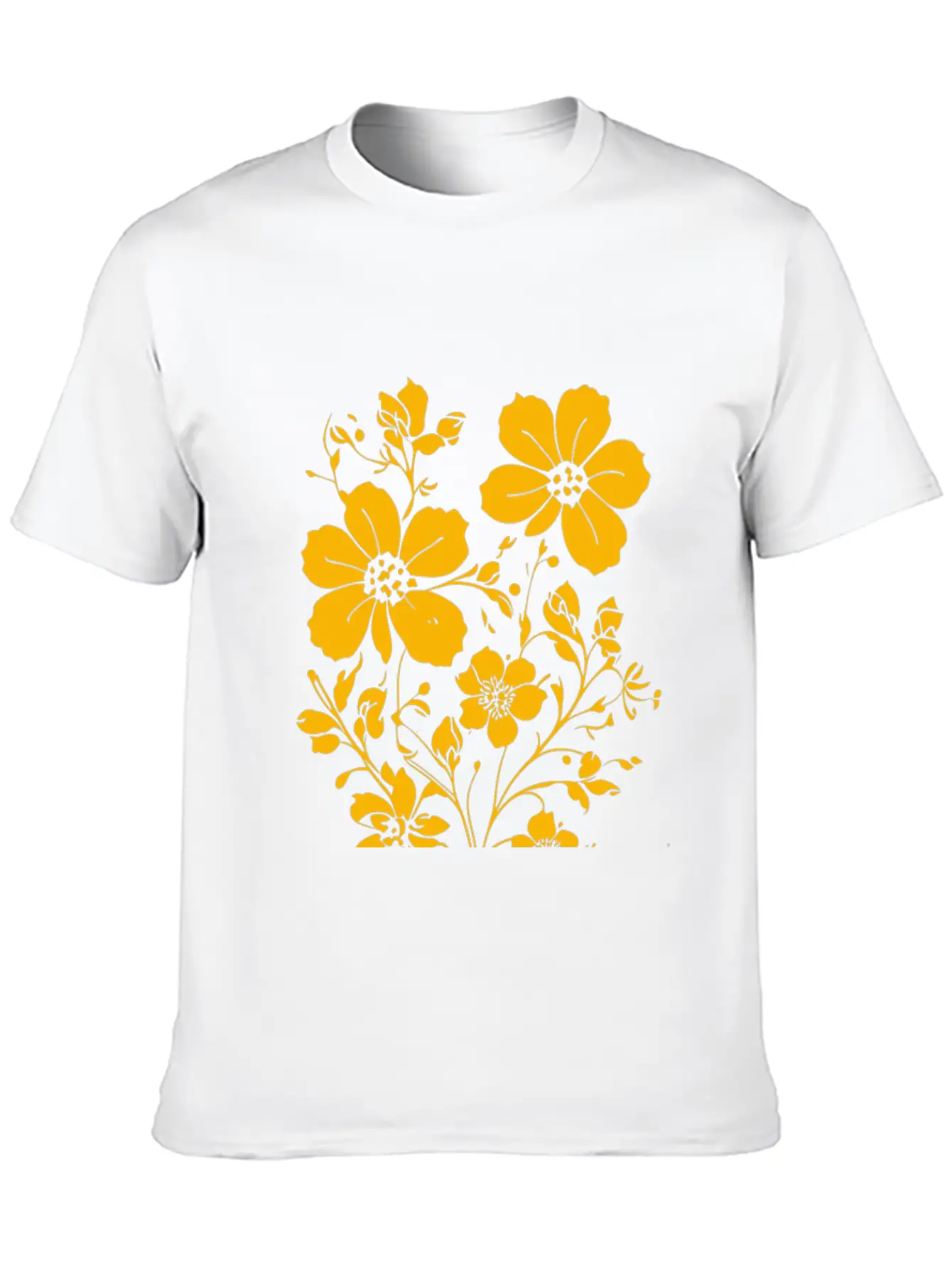 Fild Flowers Ink Drawing Yellow Unisex Casual T-Shirt – Clean Design For Daily Comfort