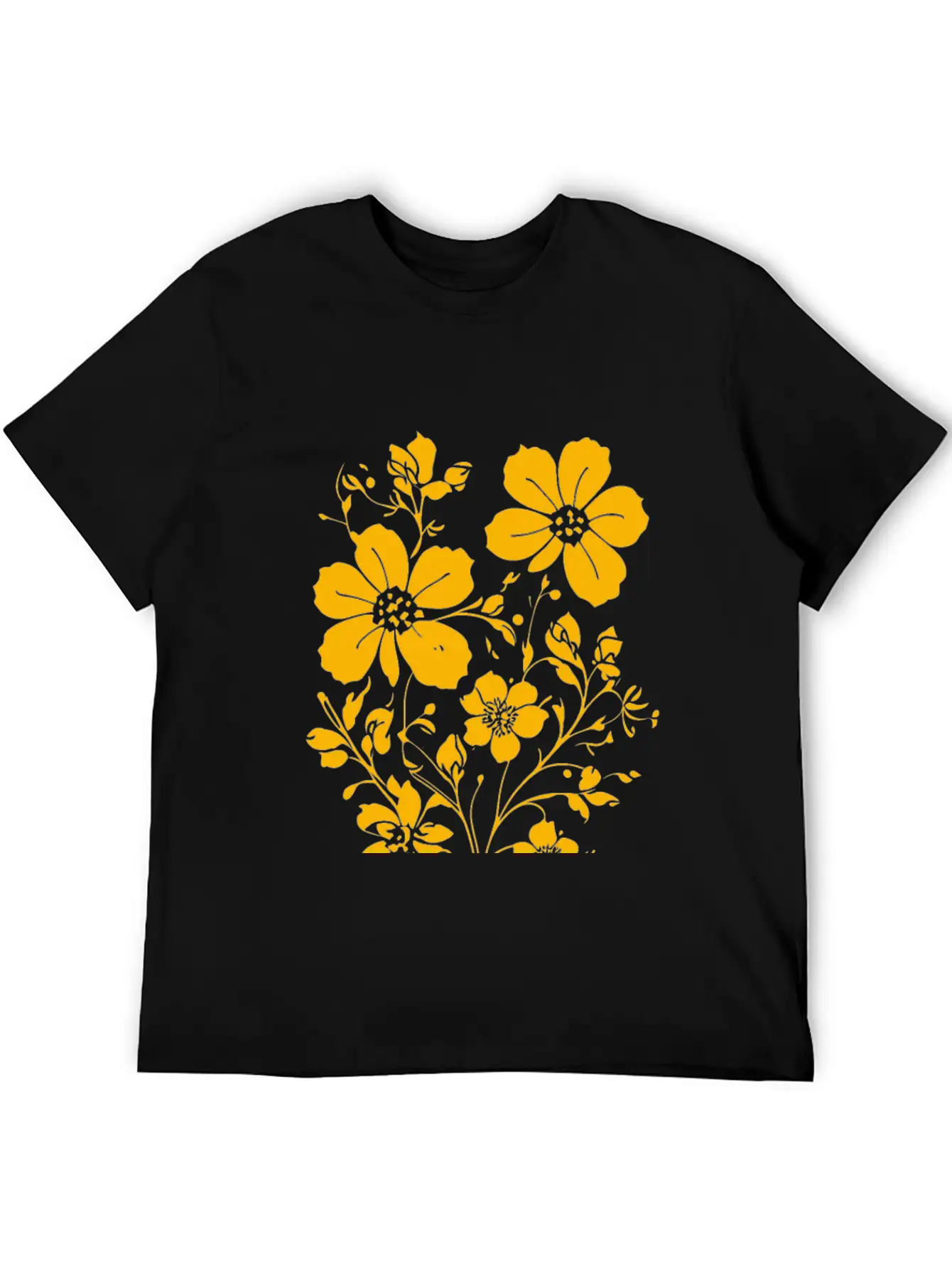 Fild Flowers Ink Drawing Yellow Unisex Casual T-Shirt – Clean Design For Daily Comfort
