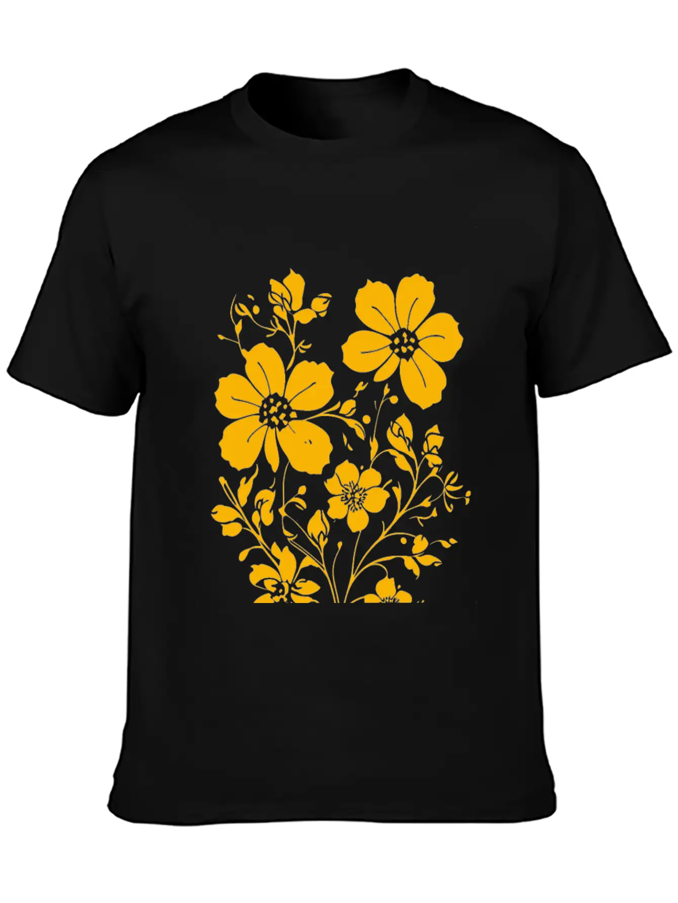 Fild Flowers Ink Drawing Yellow Unisex Casual T-Shirt – Clean Design For Daily Comfort