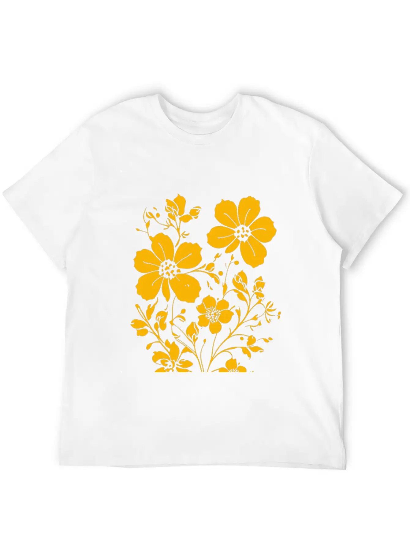 Fild Flowers Ink Drawing Yellow Unisex Casual T-Shirt – Clean Design For Daily Comfort