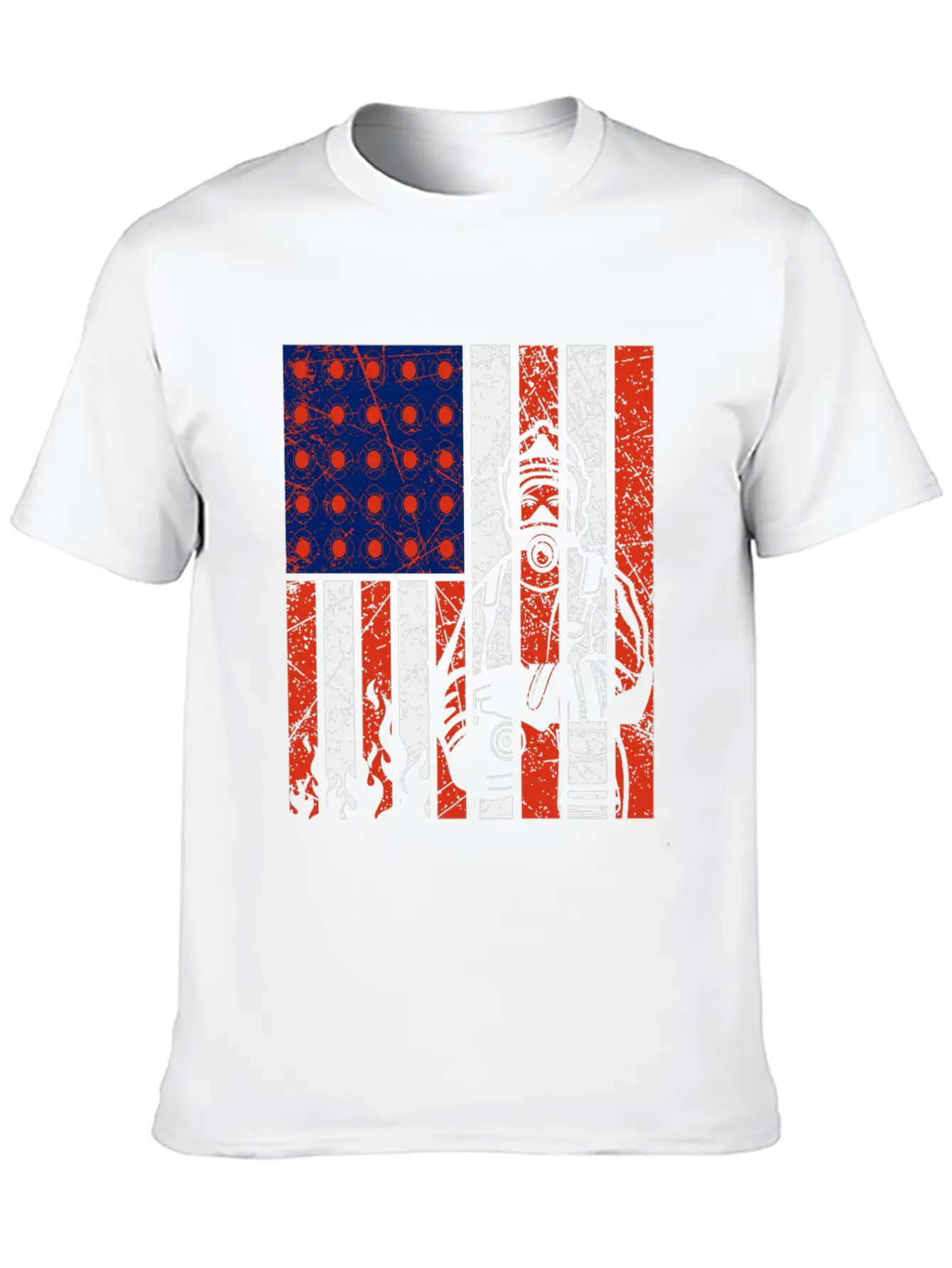 Firefighter With American Flag Unisex Casual T-Shirt – Clean Design For Daily Comfort
