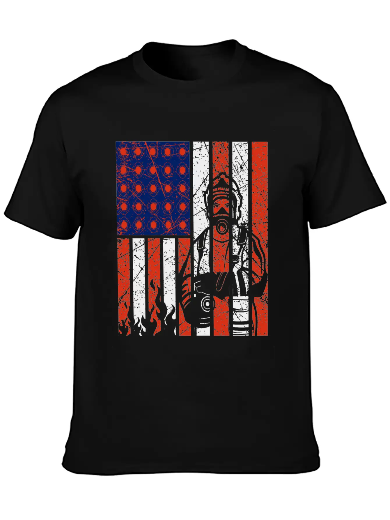 Firefighter With American Flag Unisex Casual T-Shirt – Clean Design For Daily Comfort
