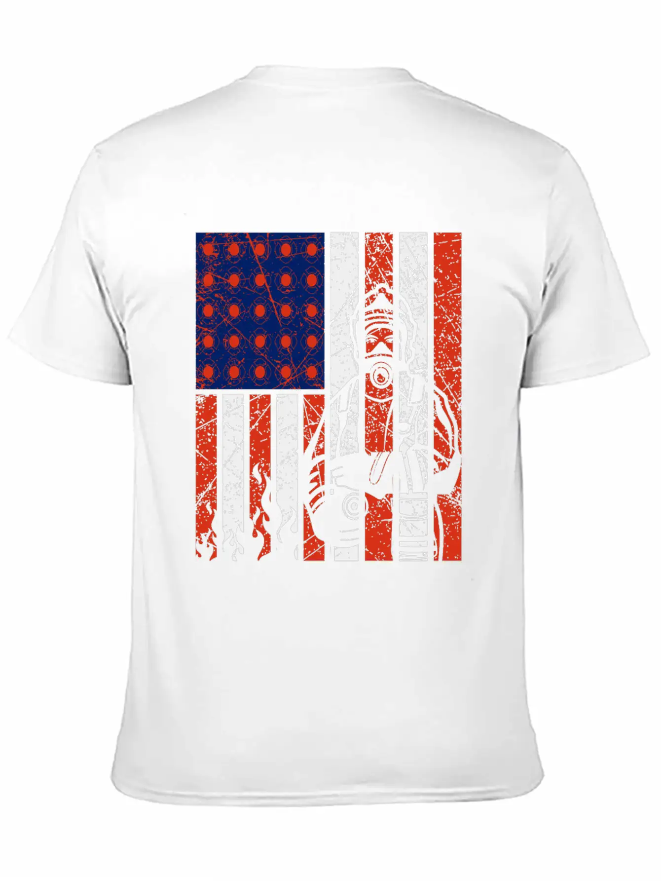 Firefighter With American Flag Unisex Casual T-Shirt – Clean Design For Daily Comfort
