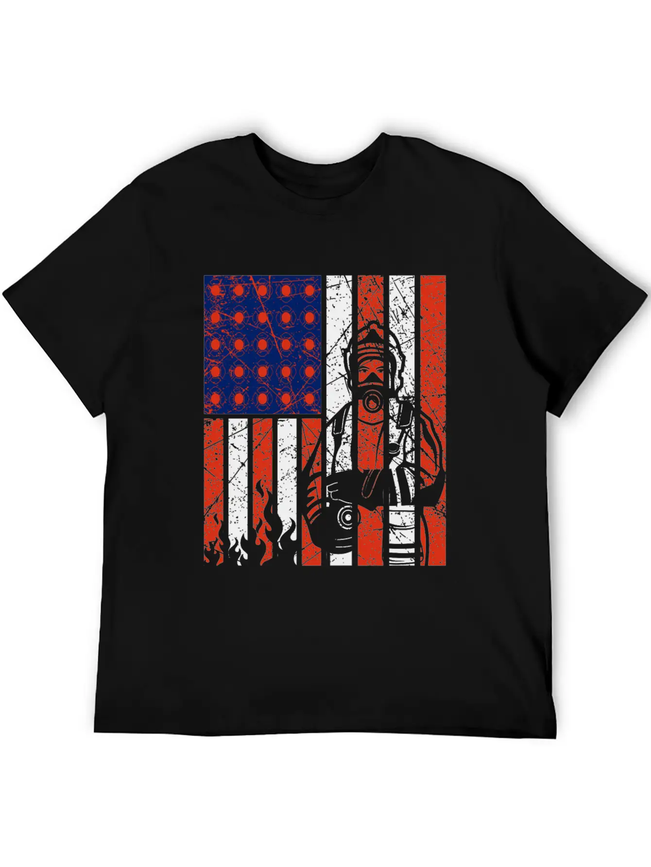 Firefighter With American Flag Unisex Casual T-Shirt – Clean Design For Daily Comfort