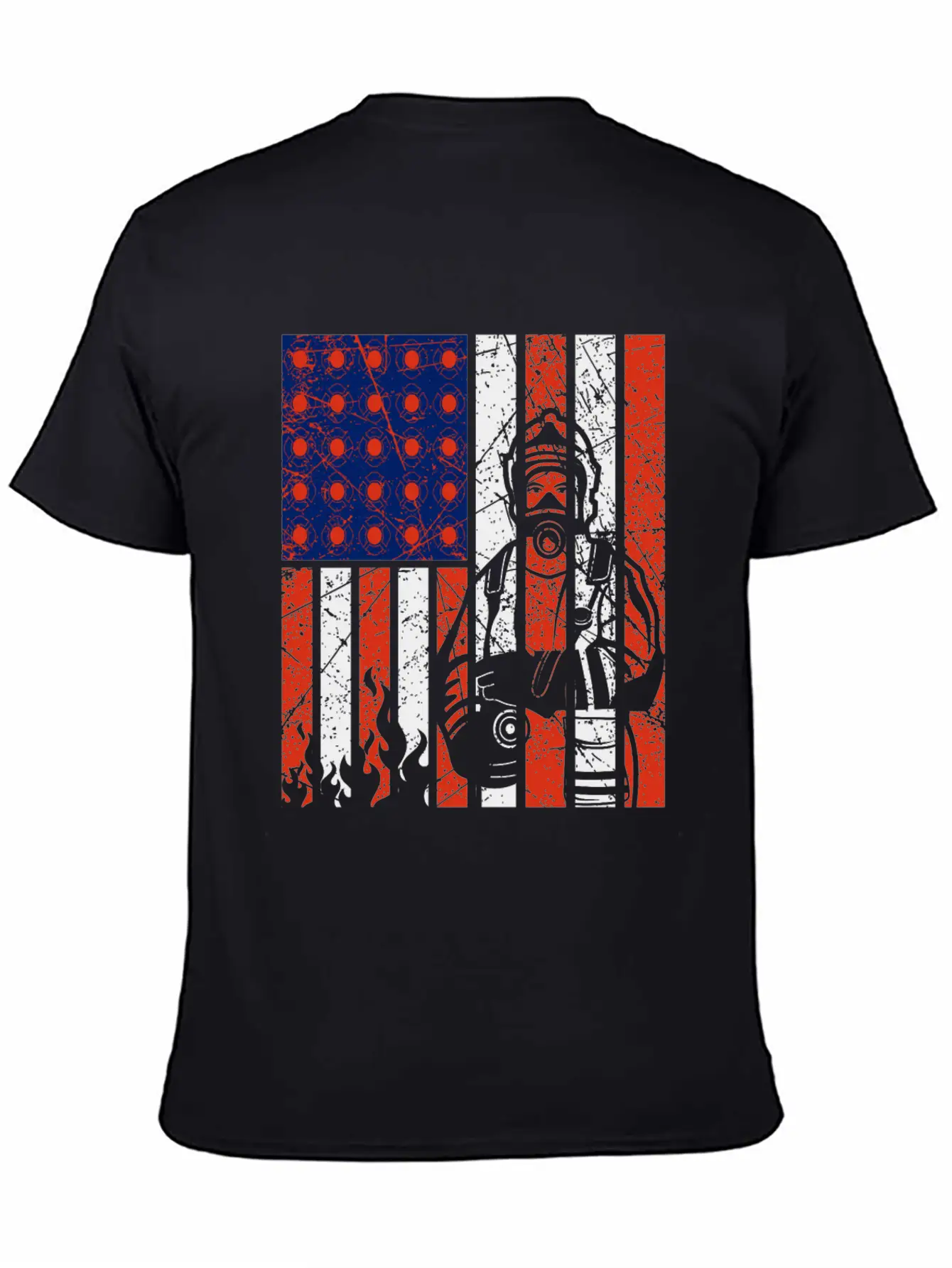 Firefighter With American Flag Unisex Casual T-Shirt – Clean Design For Daily Comfort