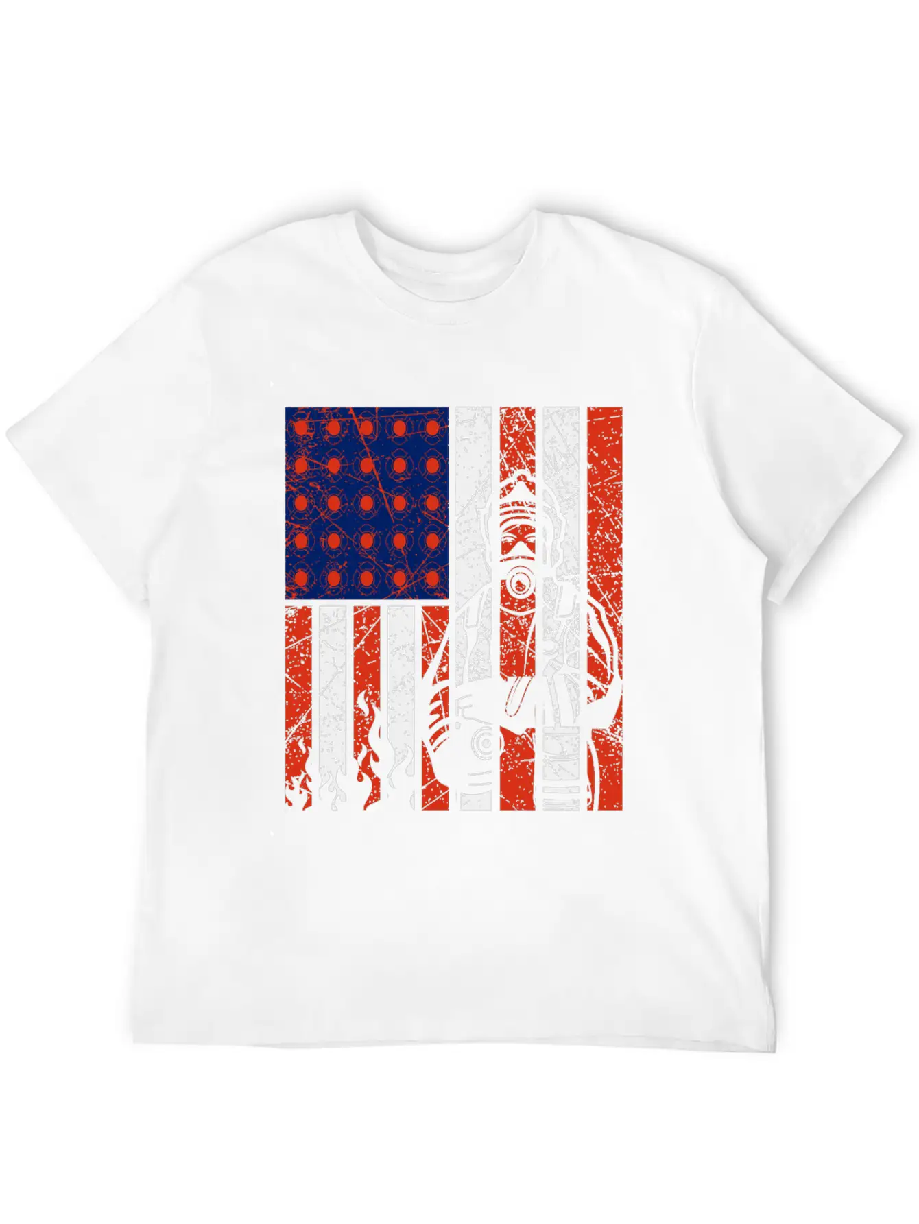 Firefighter With American Flag Unisex Casual T-Shirt – Clean Design For Daily Comfort