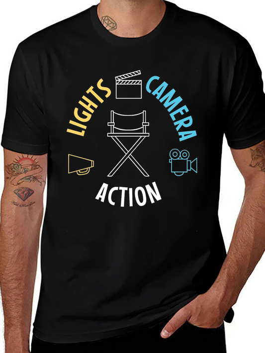 Lights Camera Action T-Shirt - Movie Lover Tee