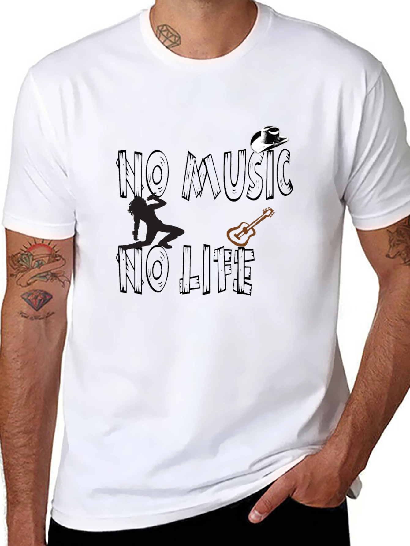 No Music No Life Graphic Tee - Black