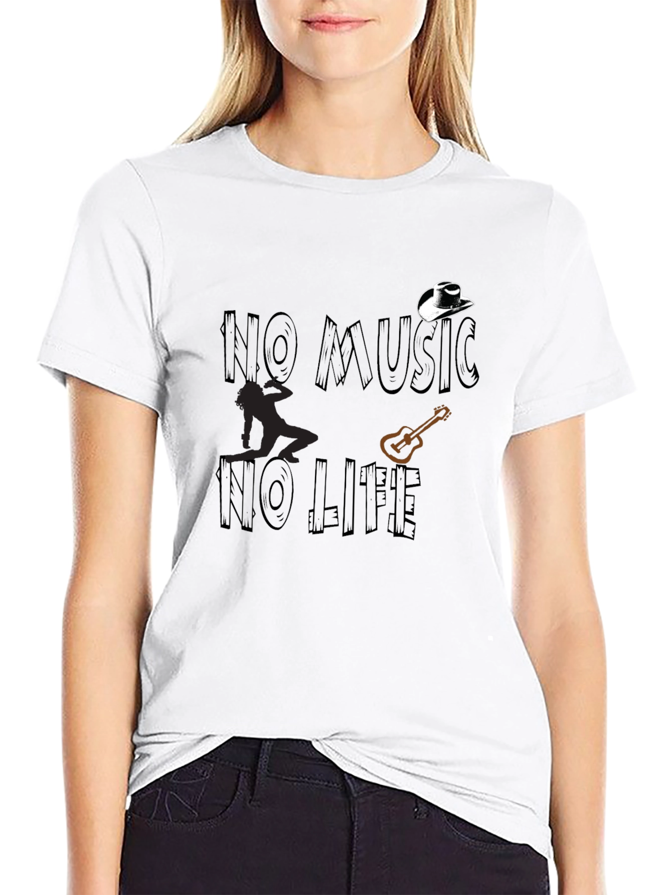 No Music No Life Graphic Tee - Black