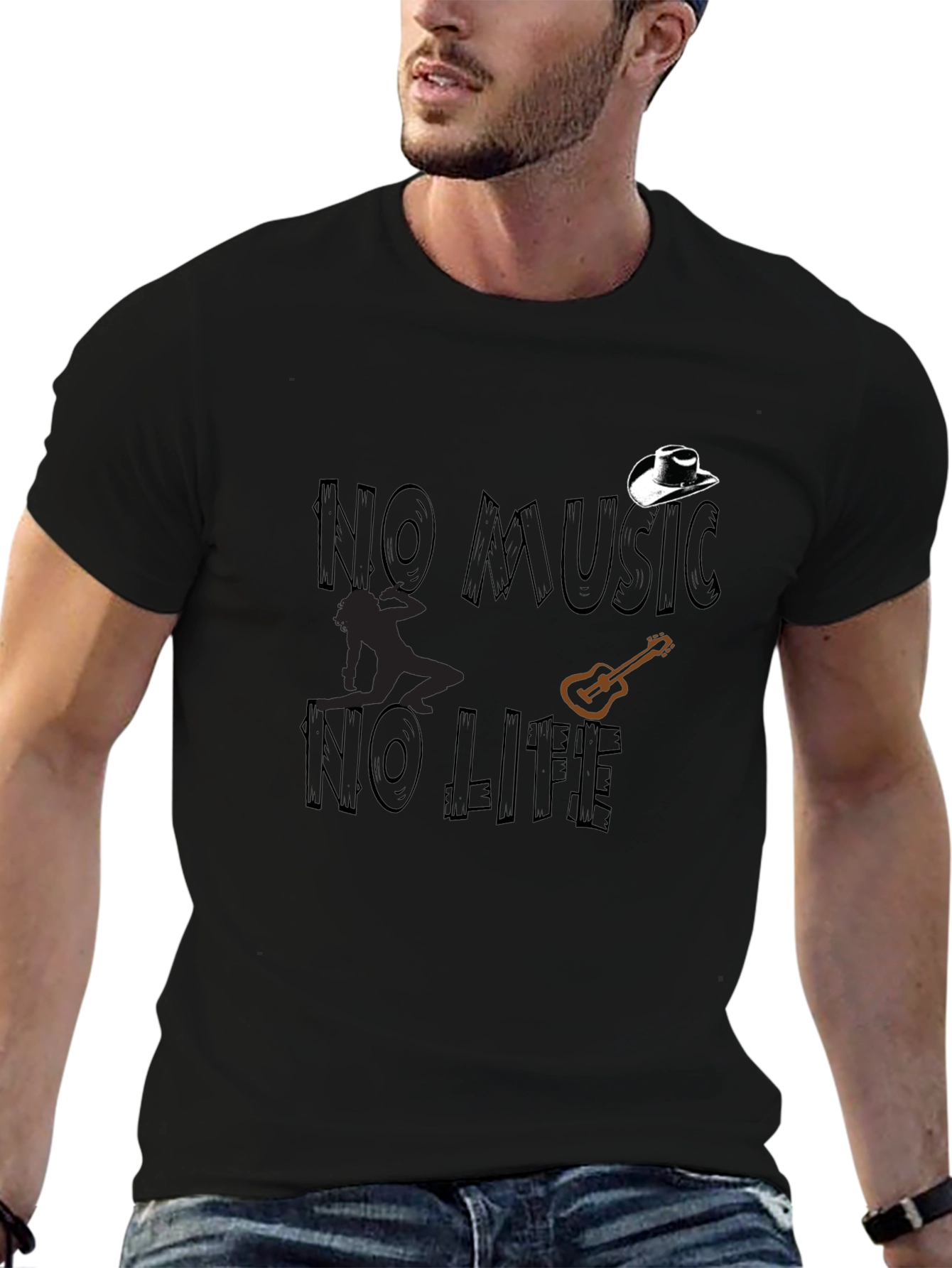 No Music No Life Graphic Tee - Black