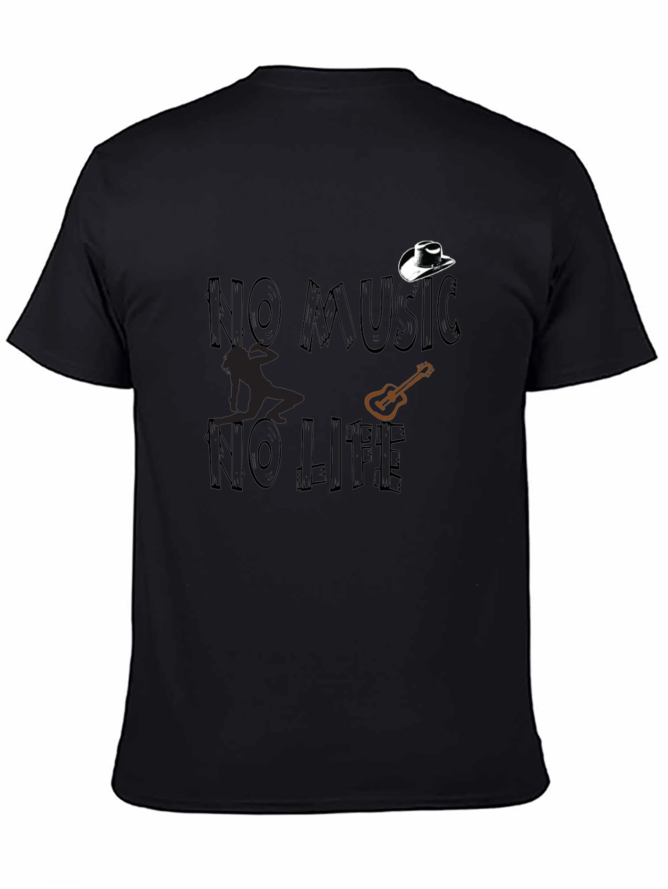 No Music No Life Graphic Tee - Black