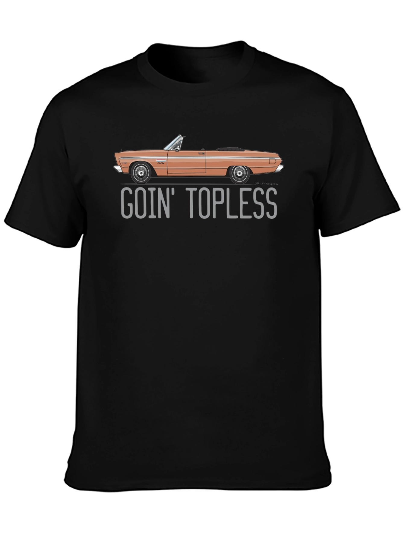 Goin Topless Car Graphic Black T-Shirt