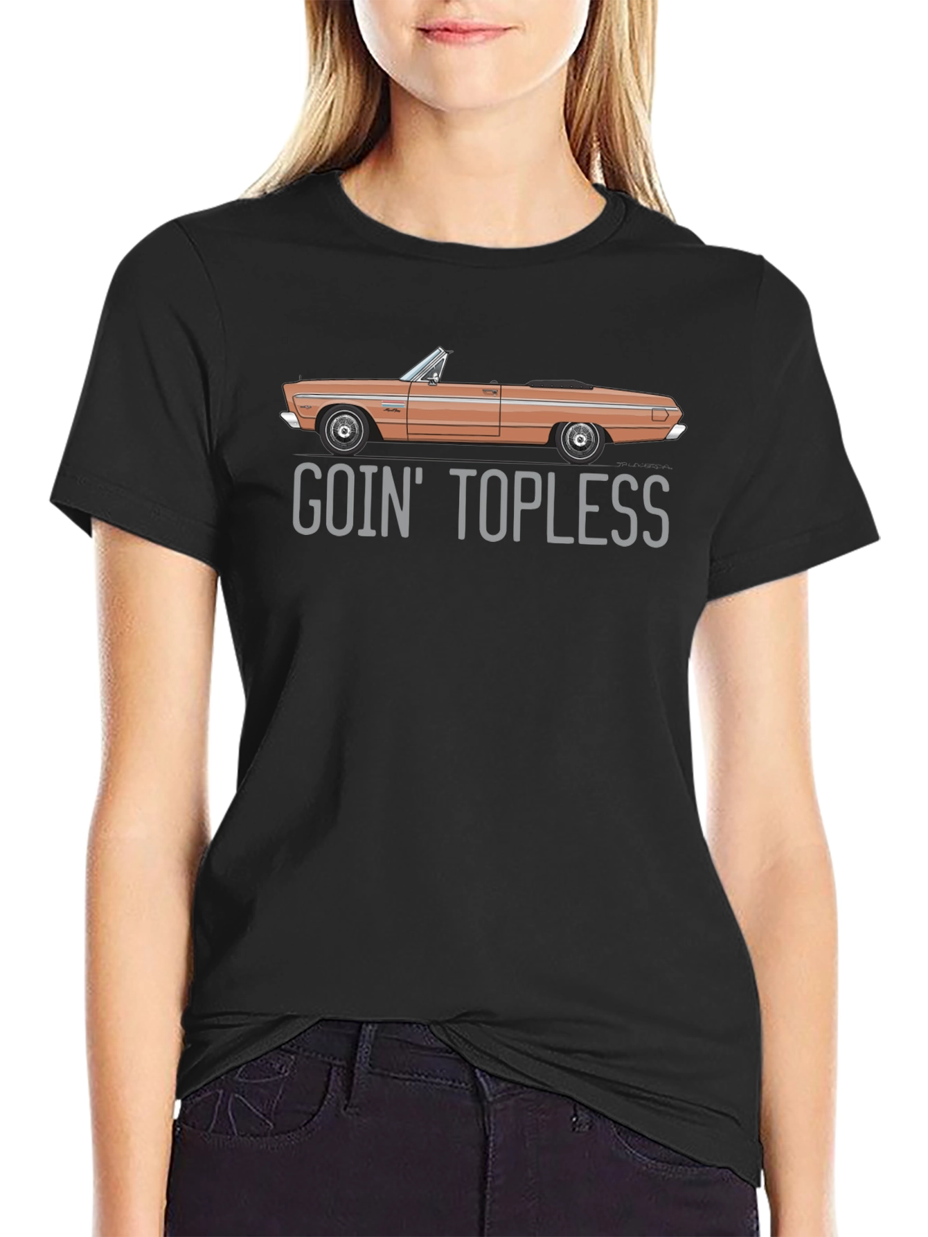 Goin Topless Car Graphic Black T-Shirt