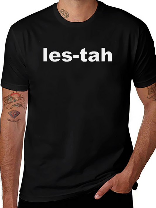 Les-tah Graphic T-Shirt - Black Crew Neck Tee