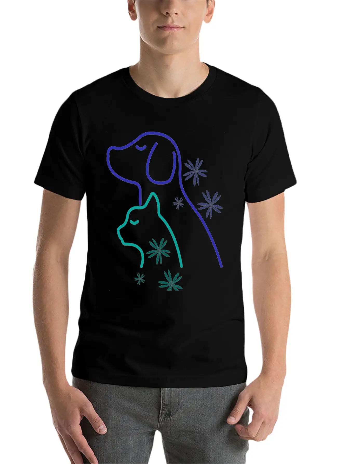 Floral Pet Lover Unisex Casual T-Shirt – Clean Design For Daily Comfort