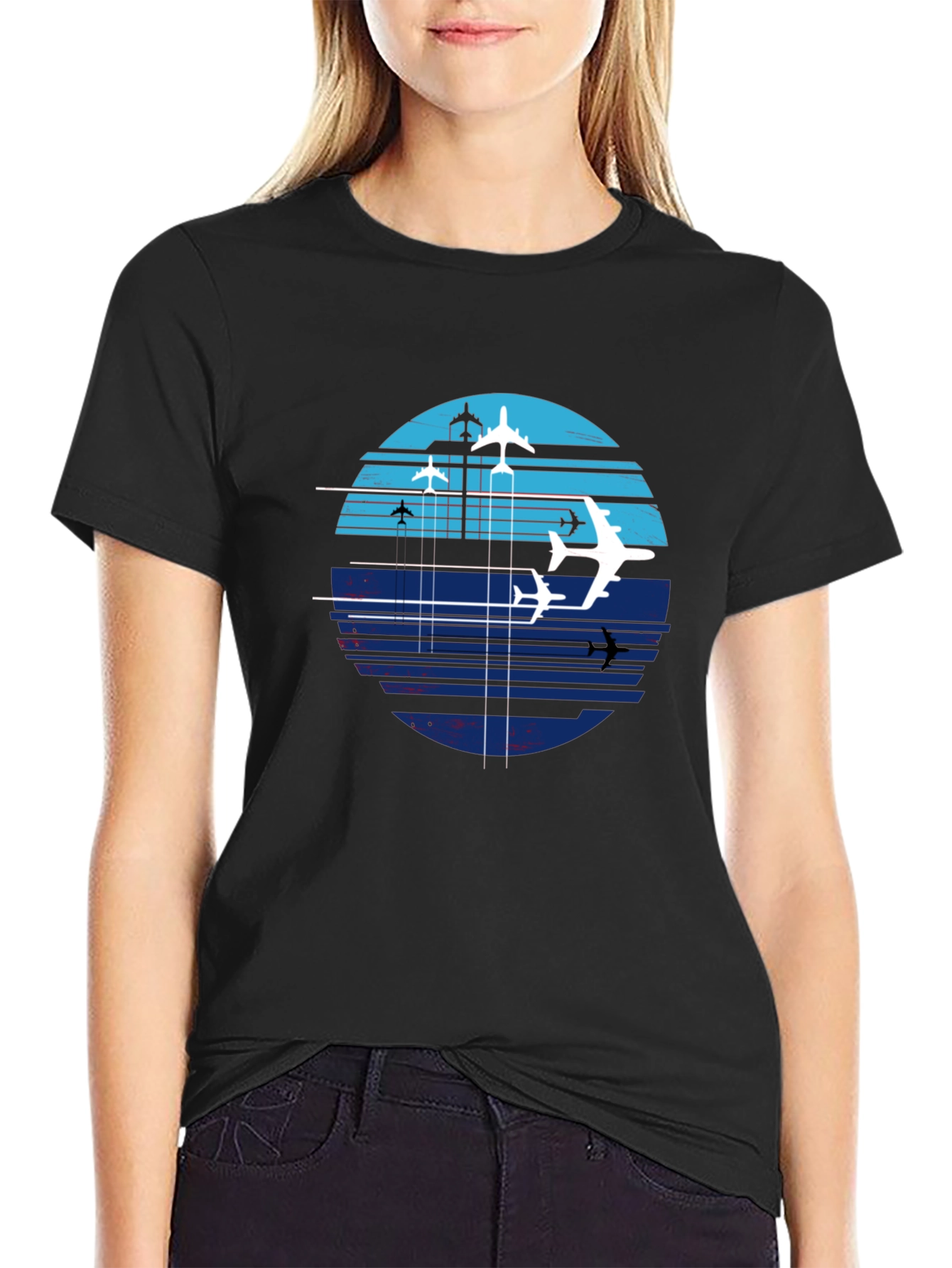Aviation Sunset Graphic Tee - Black