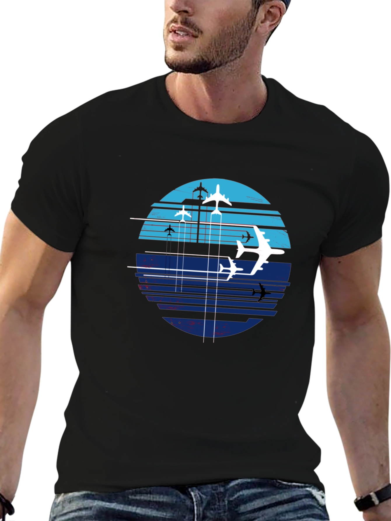 Aviation Sunset Graphic Tee - Black