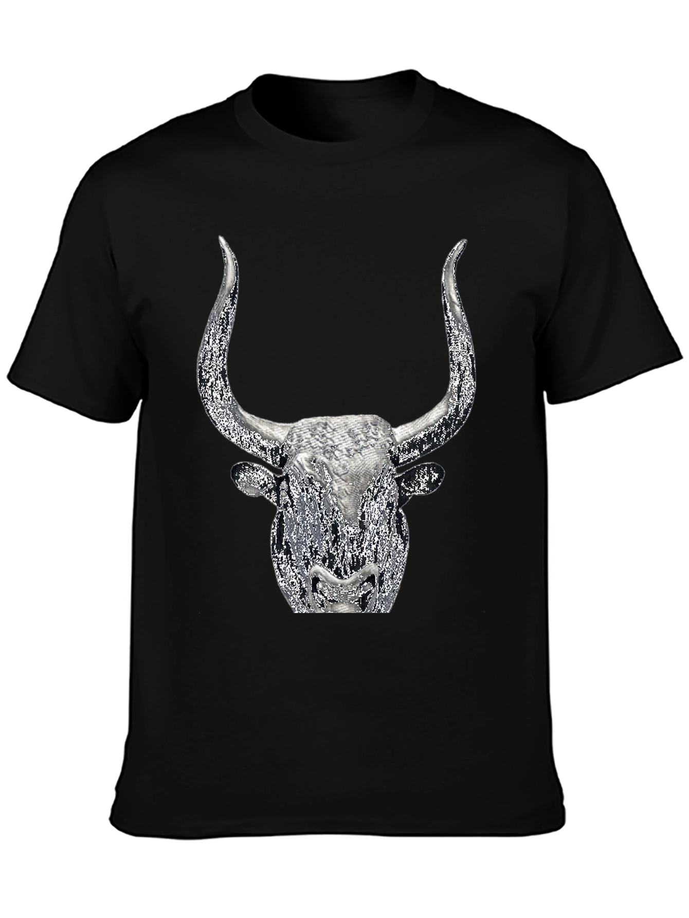 Bull Head Graphic Tee - Black Cotton Blend