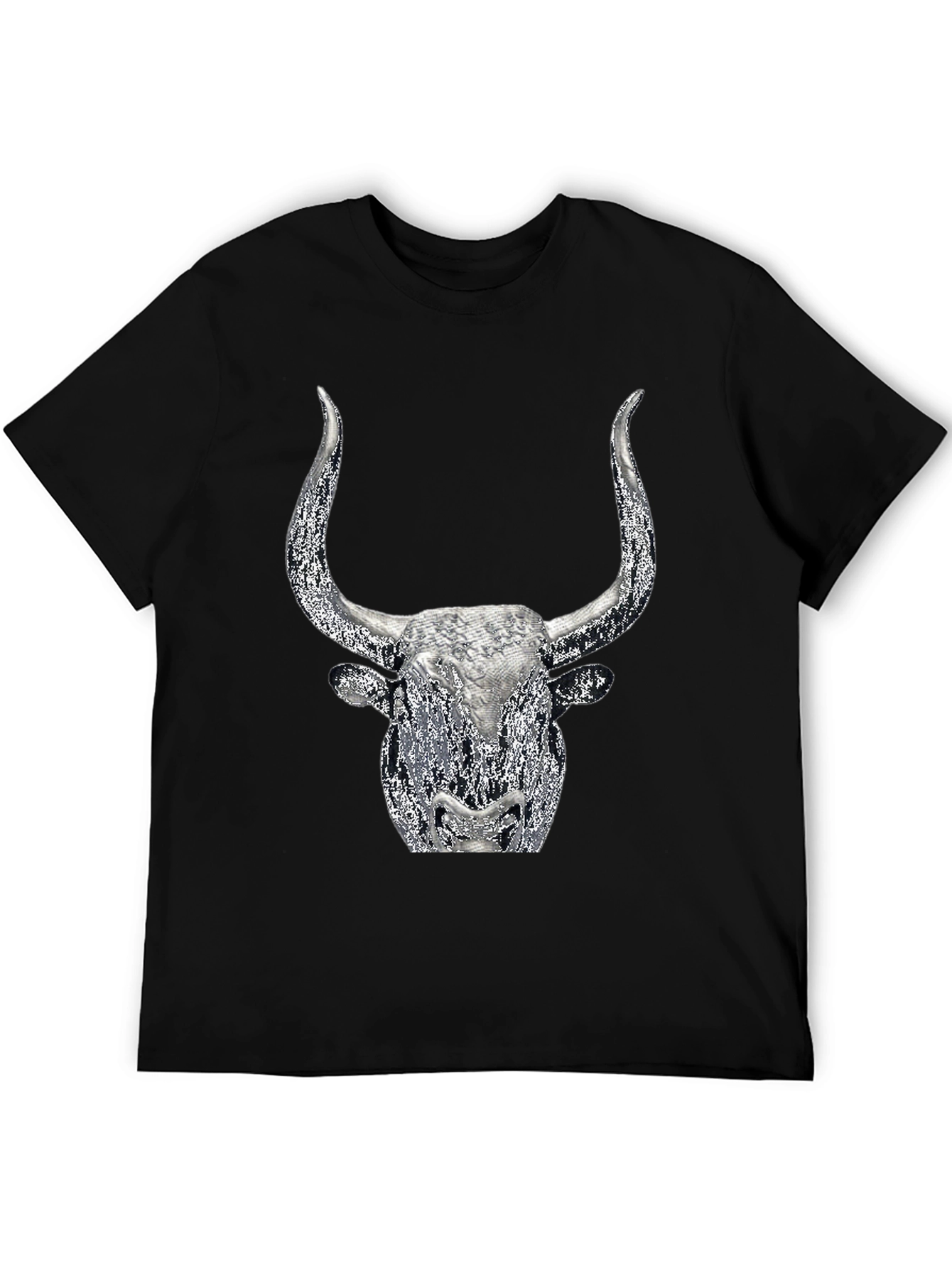Bull Head Graphic Tee - Black Cotton Blend