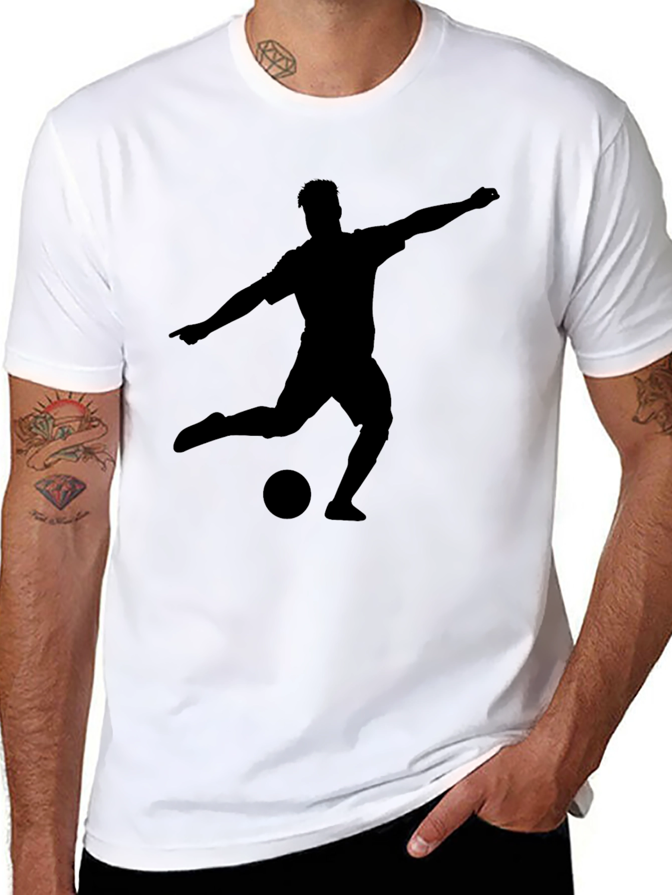 Soccer Player Silhouette T-Shirt - Black